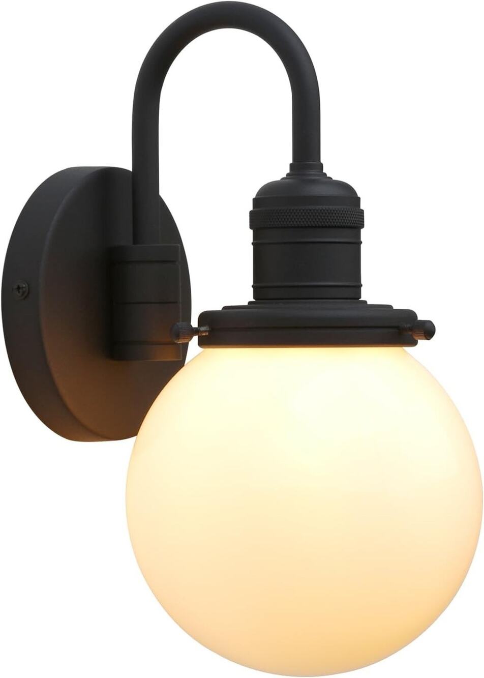 1-Light Black Globe Wall Sconce Modern Bathroom Vanity Light